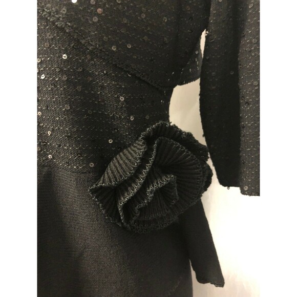Fianona Vintage Dress 2 Pc Black Wool Knit Sequins Size Large - Picture 2 of 10